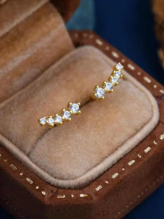 Diamond Climber Stud Earrings 14k Gold - Rhea | Linjer Jewelry 14K Gold Womens Small 2ct Diamond Climber Earrings Ladies 14 K Silver Jewelry